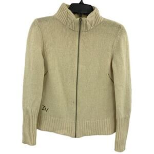 Zadig and Voltaire Embroidered Skull Elbow Full Zip Cardigan Sweater Size 12/14